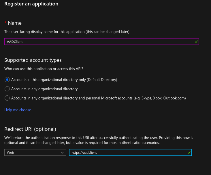 AADClient Registration